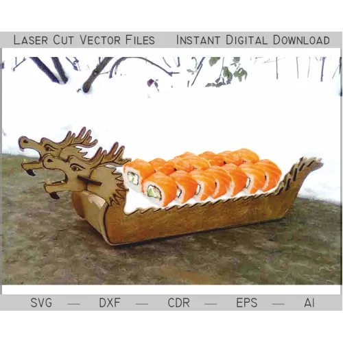  Dragon Sushi Bakke Laserskåret Vektorfil