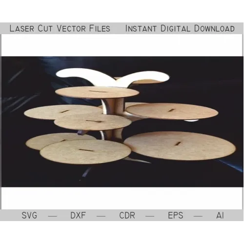  Rund kagefad i flere niveauer - Laserskåret vektorfil (SVG, DXF, AI)
