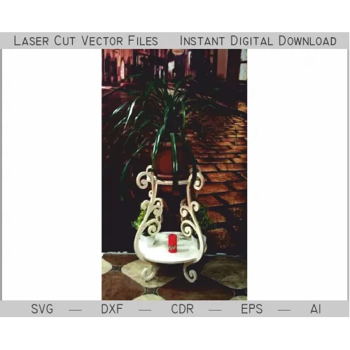  Arquivo vetorial para corte a laser de suporte decorativo para flores | Download instantâneo