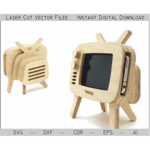  Suporte retrô para celular em SVG — Modelo vetorial para corte a laser para suporte de smartphone