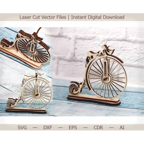  Retro Penny-Farthing laserskåret vektorfil - Vintage cykelskabelon