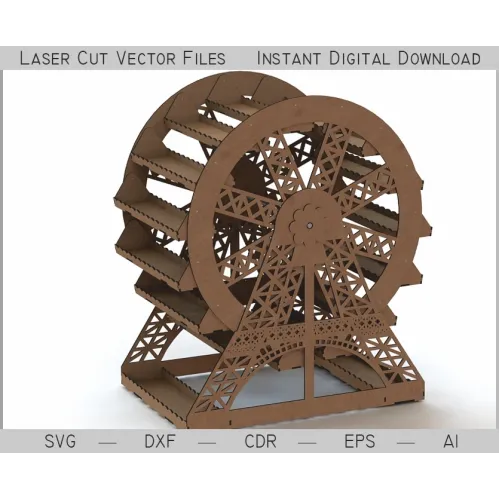  Pariserhjul laserskåret vektorfil - 3D karnevalshjul SVG