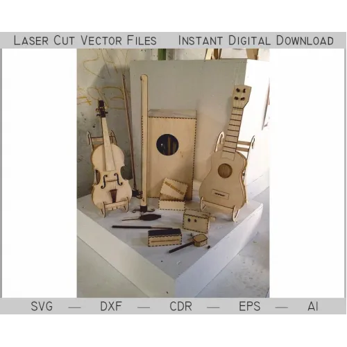  Violin og akustisk guitar laserskåret vektorsæt – SVG DXF AI-filer