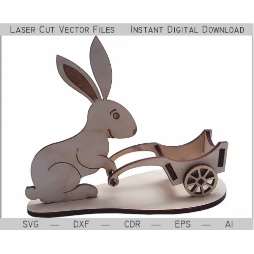  Kanin med vogn laserskåret vektorfil (SVG, DXF, CDR)