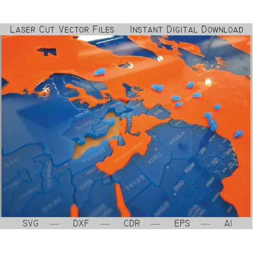  Verdenskortpuslespil laserskårne vektorfiler — SVG DXF CDR EPS AI