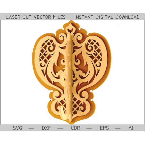  Fișier vectorial decupat cu laser pentru cuier de perete ornamentat