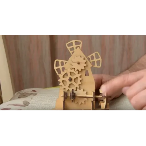  Mekanisk vindmølle laserskæringsfil — Gear-Driven Automaton SVG