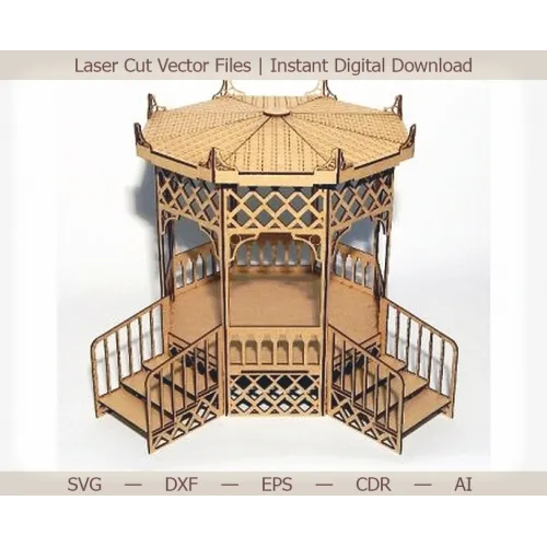  Ottekantet pavillon laserskåret vektorfil — SVG, DXF, EPS, AI, CDR