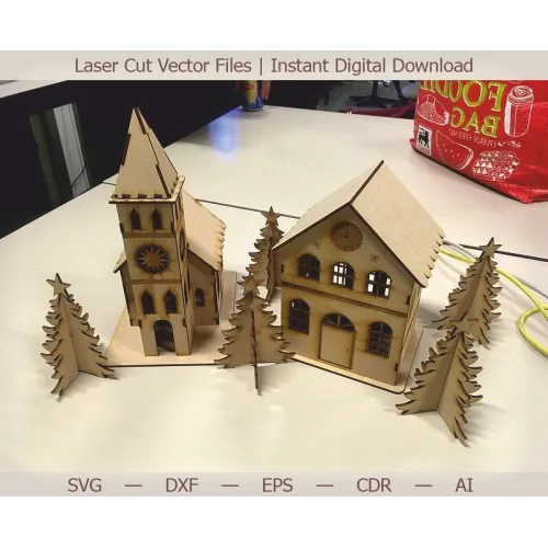  Katedraler Landsby Laserskårne Vektorfiler - SVG DXF EPS AI CDR
