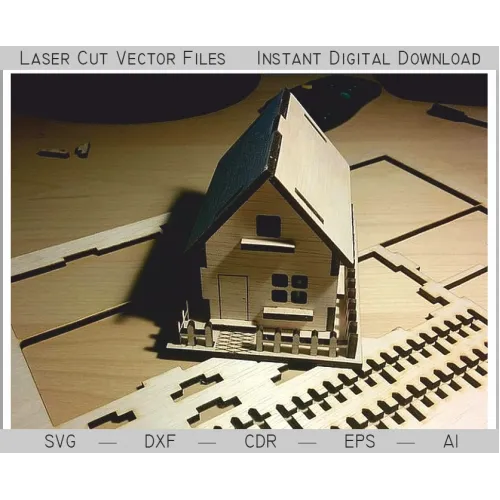  Mini Lodge House laserskåret vektor skabelon