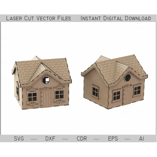  Lille hus laserskåret vektorfil - øjeblikkelig SVG- og DXF-download