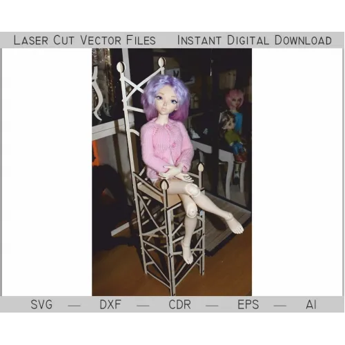  ไฟล์เวกเตอร์สำหรับตัดด้วยเลเซอร์รูปบัลลังก์ตุ๊กตา - SVG DXF CDR EPS AI