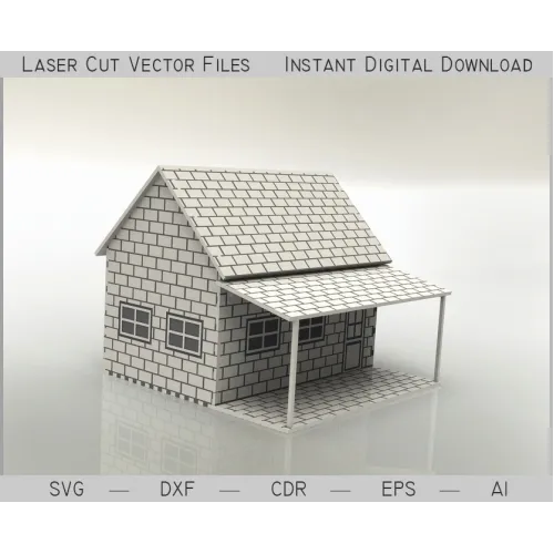  Laserskåret murstenshus vektor skabelon - SVG DXF EPS AI