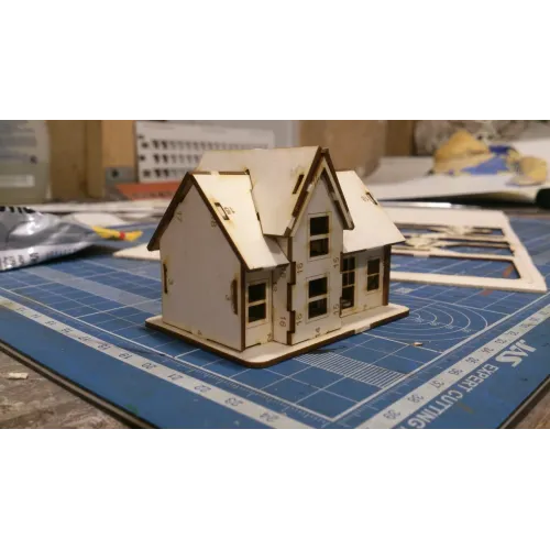  Miniaturehus laserskåret vektorfil til 3 mm krydsfiner