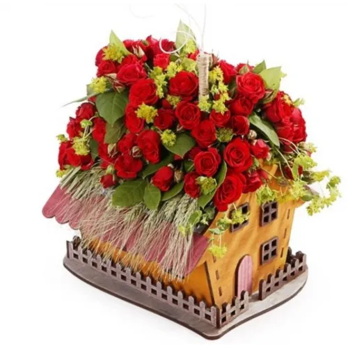 房屋形状花盆激光切割模板 — 花盆矢量图