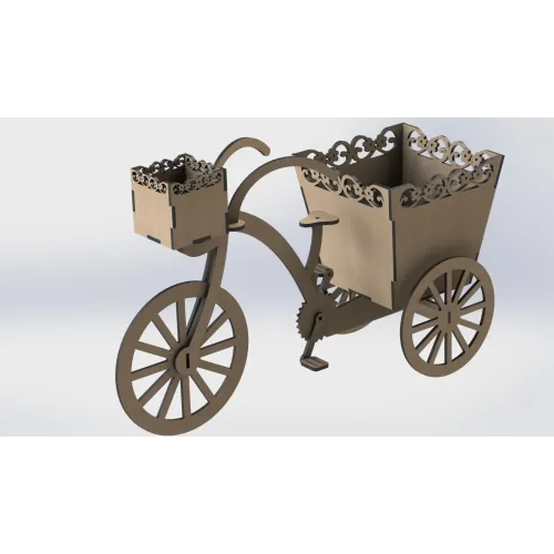  Fișier vectorial decupat cu laser pentru jardinieră de tricicletă vintage