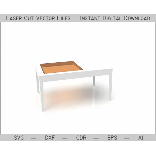  Sofabord med glas - Laserskåret vektorfil
