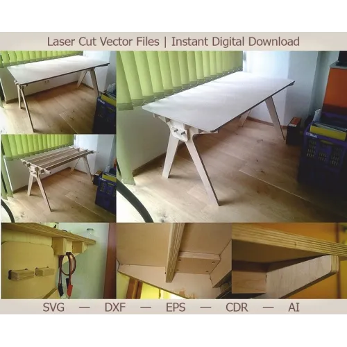  Præfabrikeret bord laserskåret vektorskabelon — Download med det samme