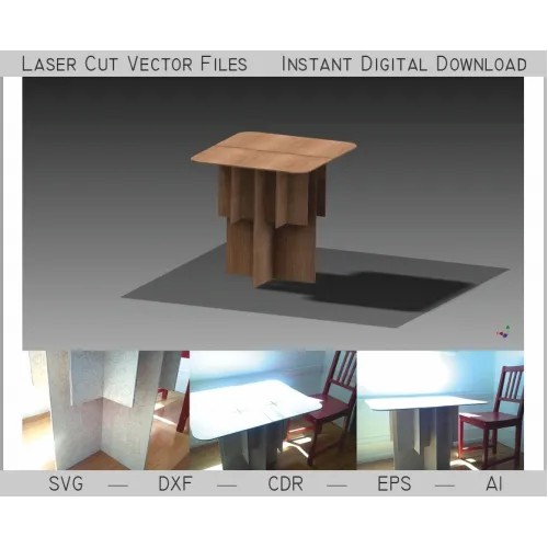  Fladt sammenlåsende sidebord – laserskåret vektorskabelon (SVG DXF CDR EPS AI)