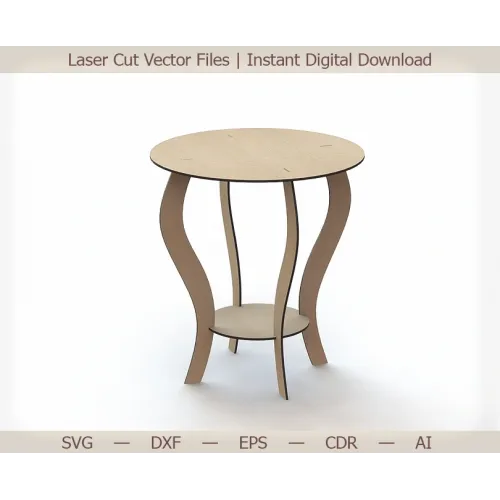  Rundt sidebord - Laserskåret vektorskabelon (SVG, DXF, EPS)
