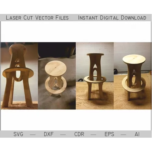  Modelo vetorial para corte a laser de banqueta de bar
