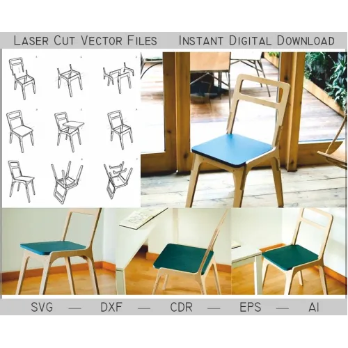  Šablona vektoru laserově řezané židle — okamžité stažení ve formátu SVG, DXF, AI