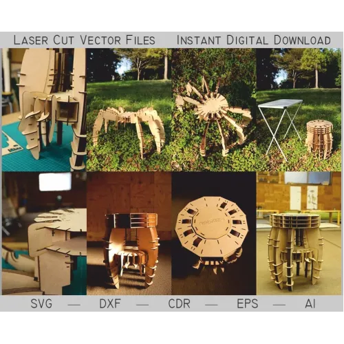  Bangku Laba-laba Transformator — File Vektor Potong Laser untuk CNC dan Mesin Pemotong Laser