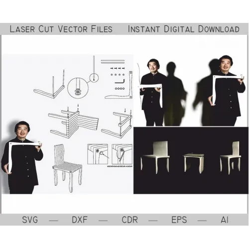  Parametrisk stol laserskåret vektorfil — SVG DXF AI EPS CDR