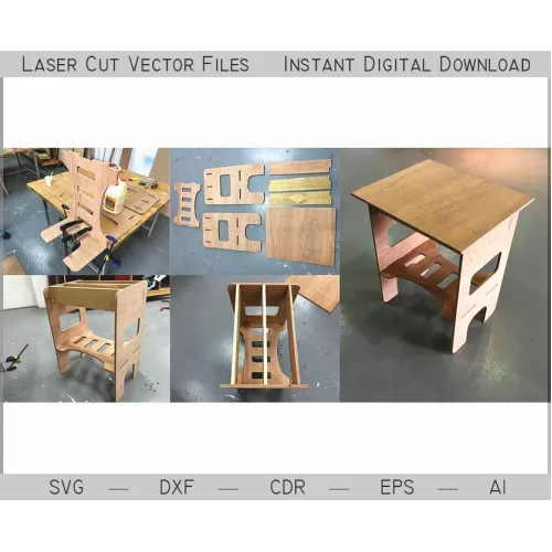  Laserskåret skammelvektorskabelon — Download SVG/DXF med det samme