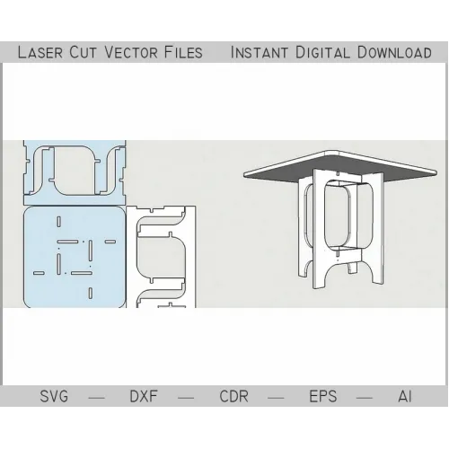  Skammel laserskåret vektorskabelon - download øjeblikkeligt SVG DXF AI