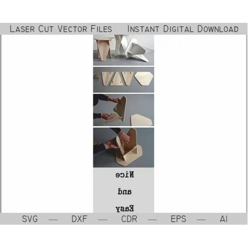  Laserskåret skammel vektor skabelon - Fladpakket krydsfinerskammel SVG/DXF