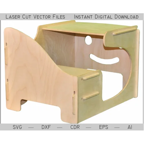  Smiley børneskammel laserskåret vektorfil (SVG, DXF, AI)