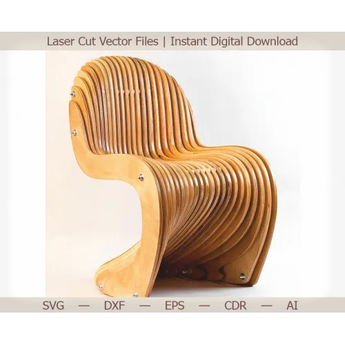  Wave Chair laserskåret vektorfil til krydsfiner - SVG DXF EPS