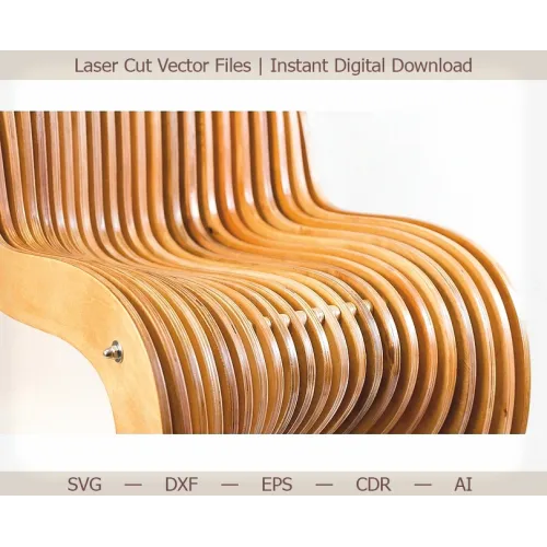  Wave Chair laserskåret vektorfil til krydsfiner - SVG DXF EPS
