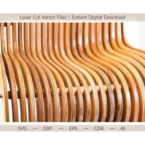  Wave Chair laserskåret vektorfil til krydsfiner - SVG DXF EPS