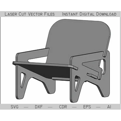  Laserskåret moderne loungestol vektorfil (SVG DXF AI - Download med det samme)