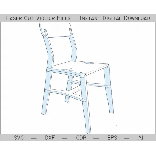  Laserskåret stolvektorskabelon — Download med det samme (SVG, DXF, AI)