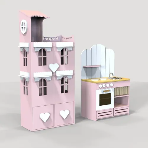  Modelo vetorial cortado a laser para conjunto de cozinha em miniatura.