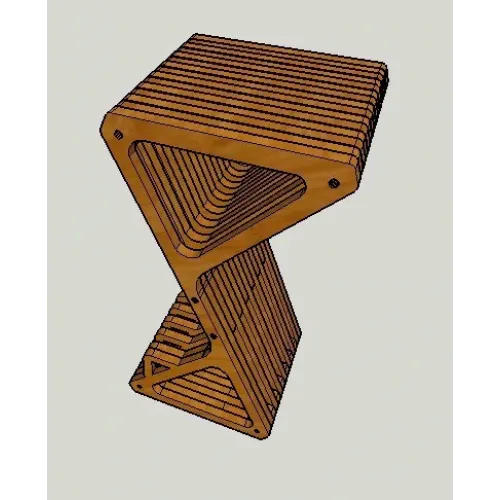  Arquivo para corte a laser de banqueta triangular - Design moderno com ripas empilhadas