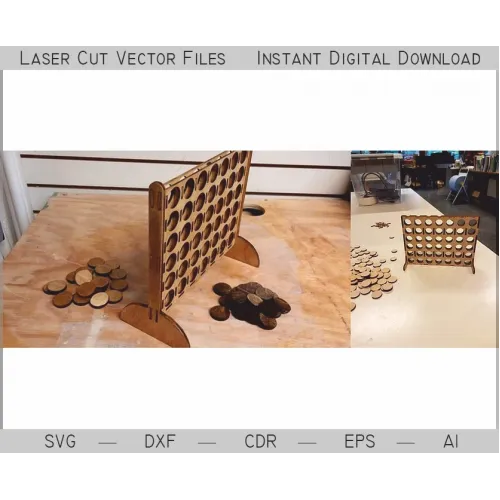  Connect Four laserskåret SVG-skabelon - 4 i træk-spilvektorfil