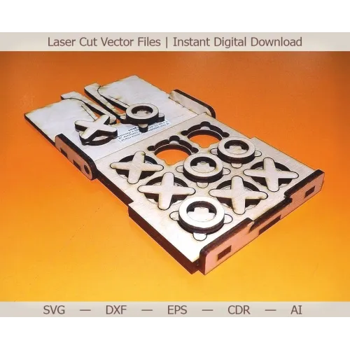  Fichier vectoriel découpé au laser pour jeu de morpion de voyage – SVG DXF EPS AI