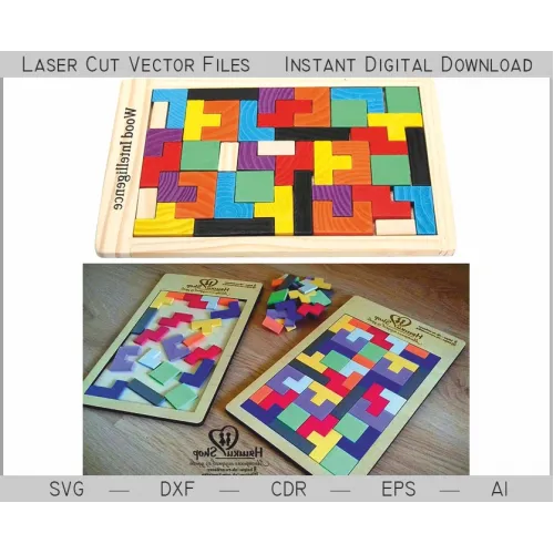  Tetris-puslespil laserskåret vektor skabelon