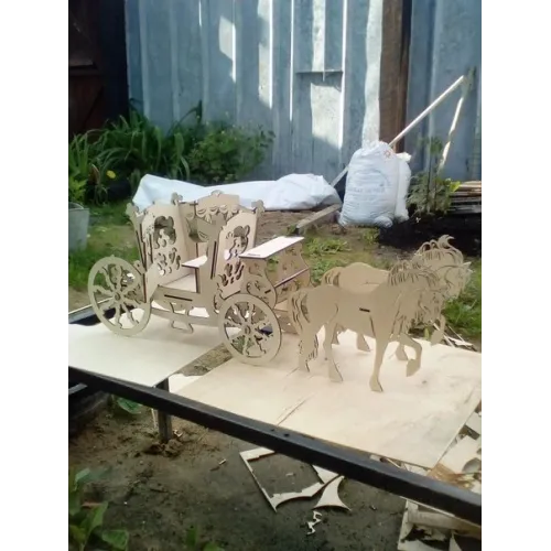  3D马车激光切割矢量模板