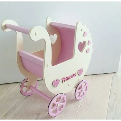 Modèle vectoriel découpé au laser pour poussette de poupée princesse