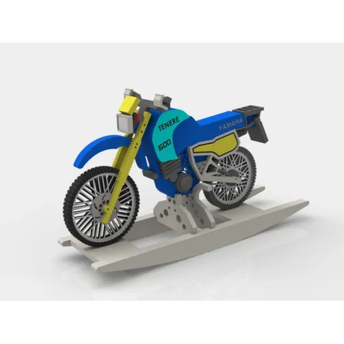  Fichier vectoriel découpé au laser d'une moto à bascule pour jouet à bascule en bois