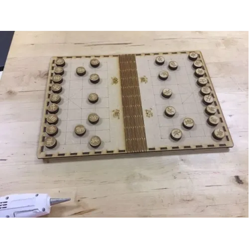  Xiangqi (kinesisk skak) laserskærevektorsæt — Foldebræt og graverede brikker