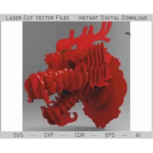  Dragehoved 3D laserskåret vektor skabelon – download med det samme