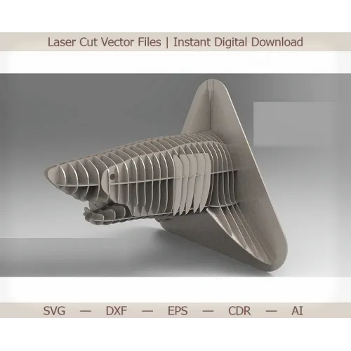  Trofeehain 3D-laserleikattu vektorimalli