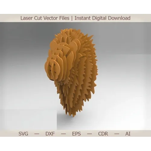  Tệp vector cắt laser hình đầu sư tử 3D