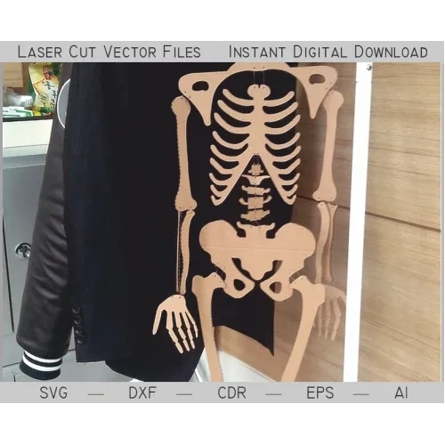  Menneskeligt skelet laserskåret vektor skabelon